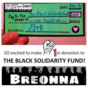 Thanks to generous music lovers, Artists 4 Racial Equality have made their first donation of $100 to The Black Solidarity Fund!